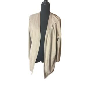 Calvin Klein Open front Faux Suede‎ Cardigan Beige Neutral Drape Jacket Large